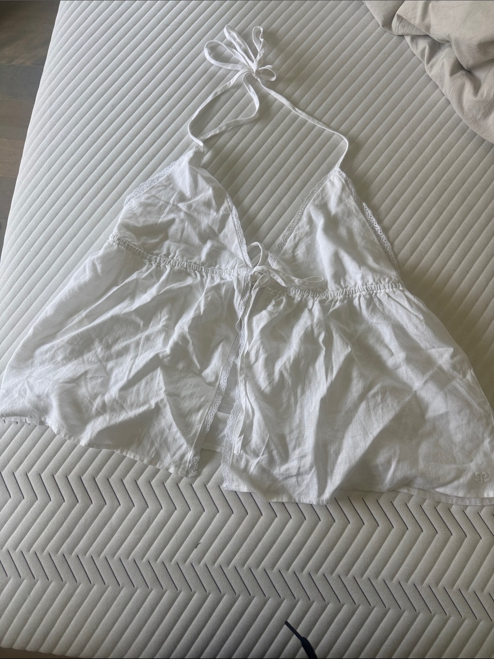Pull&Bear White Halter Babydoll Tank Top